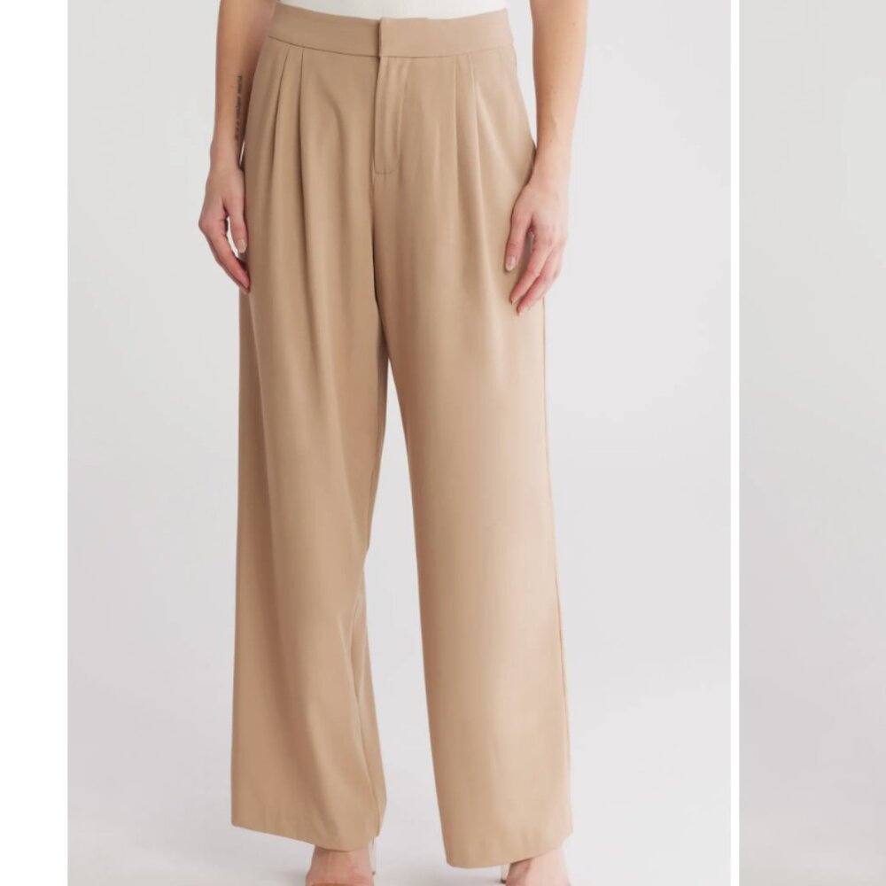 WAYF Pleat Wide-Leg Trousers | Black | L